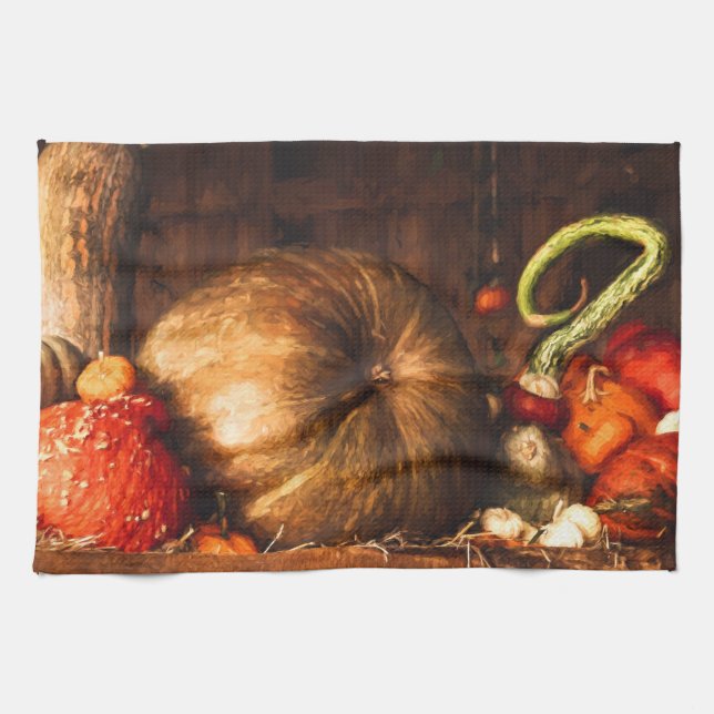 Livet med Pumpkins och Gourds Kitchen Towel Kökshandduk (Horisontell)