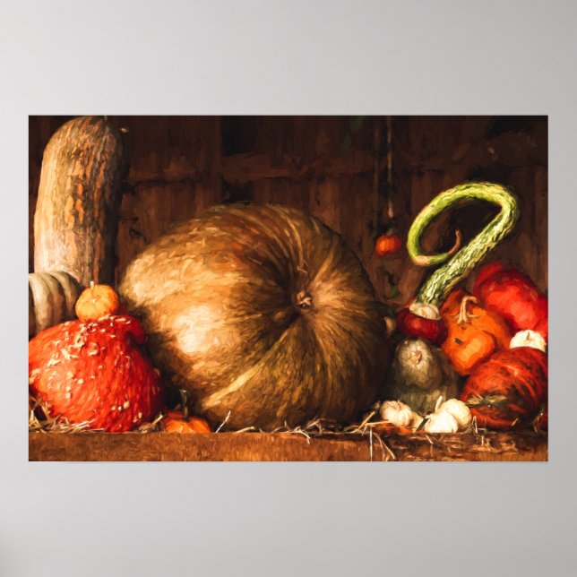 Livet med Pumpkins och Gourds Print Poster (Framsidan)