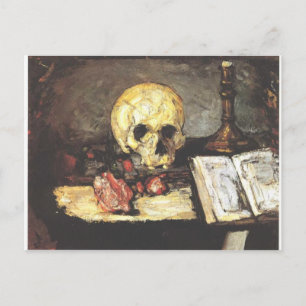 Livet med Skull, ljus och Bok. Vykort