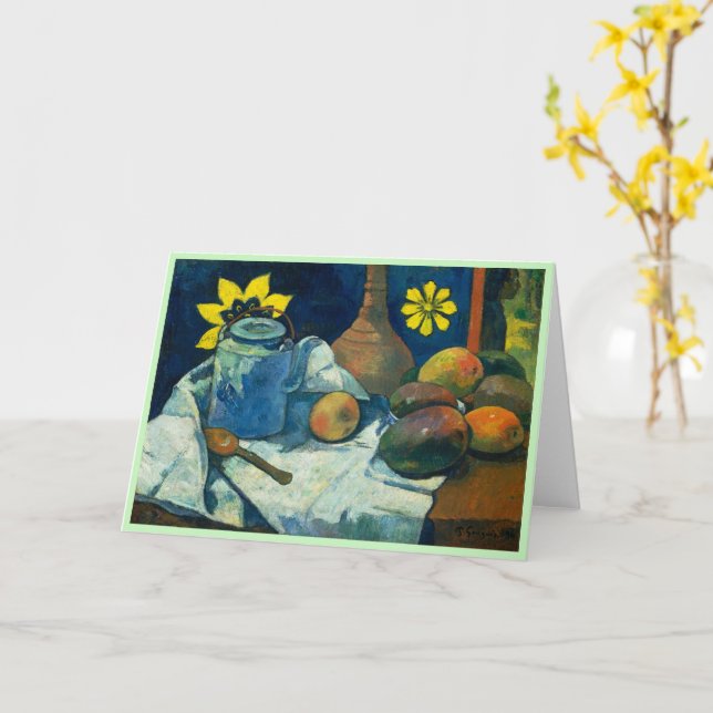 Livet med Tekanna och frukt, Paul Gauguin Kort (Gul blomma)