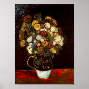Livet med Zinnias Van Gogh Fine Art Poster