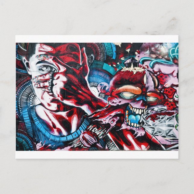 Livet och döden. Graffiti på den texturerade vägge Vykort (Framsida)