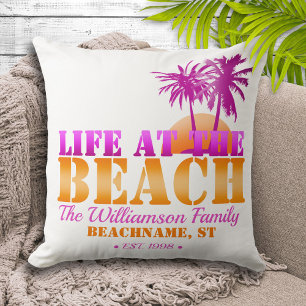 Livet på Beach-Personligens Rosa och Orange Kudde