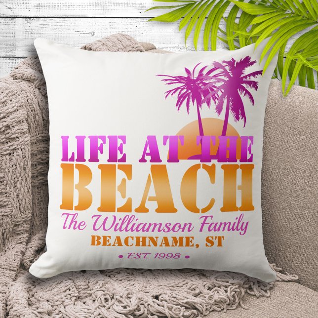 Livet på Beach-Personligens Rosa och Orange Kudde (Skapare uppladdad)