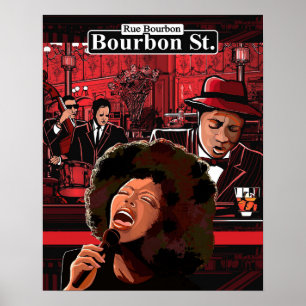 Livet på Bourbon Street 16x20-Poster, Music Thmet Poster