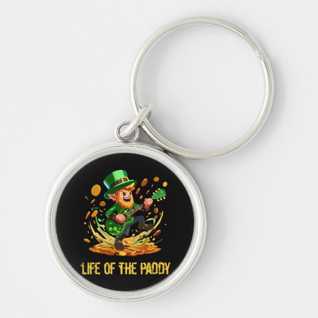Livet på riset, St Patricks dag Rund Silverfärgad Nyckelring (Framsidan)
