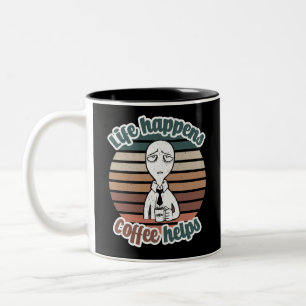 Livet råkar vara kaffe hjälper Den bästa kaffepres Två-Tonad Mugg
