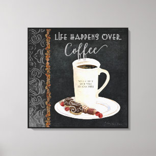 Livet sker över kaffekaféens Personlig Canvastryck