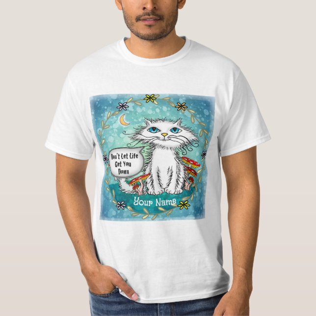 Livet sliter katt t shirt (Framsida)