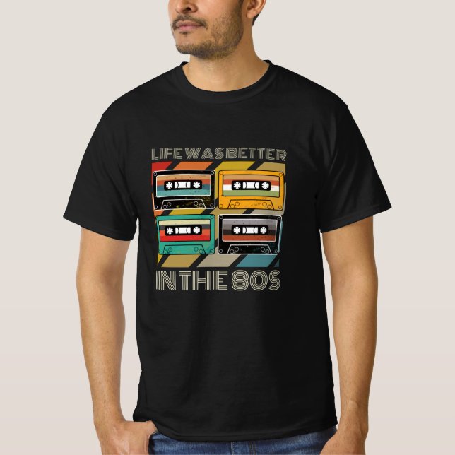 Livet var bättre på 80-talets musikåterförsäljare t shirt (Framsida)