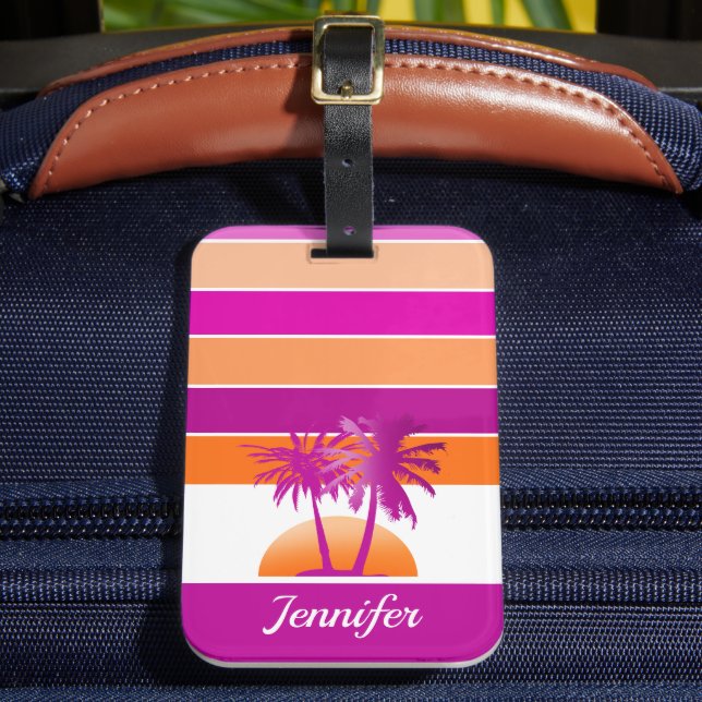 Livet vid Beach Coola Sunset Rosa and Orange Bagagebricka (Framsida Insitu 2)