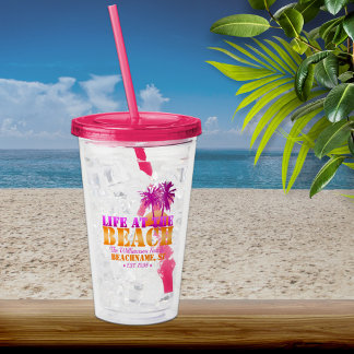 Livet vid Beach Coola Sunset Rosa and Orange Take Away Mugg