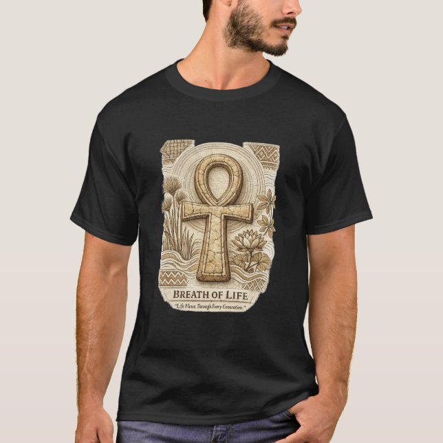 Livets andedräkt | Ankh | Antikens Afrika  T Shirt (Framsida)