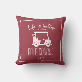 Livets är bättre Golf Cart Burgunder Monogram Golf Kudde