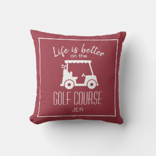 Livets är bättre Golf Cart Burgunder Monogram Golf Kudde