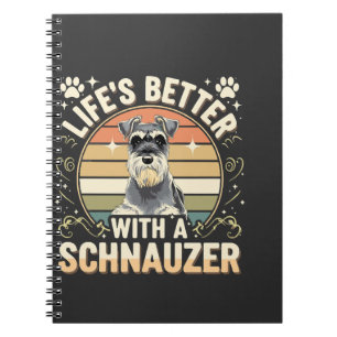 Livets är bättre med en Schnauzer Retro hundälskar Anteckningsbok