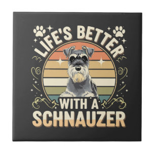 Livets är bättre med en Schnauzer Retro hundälskar Kakelplatta