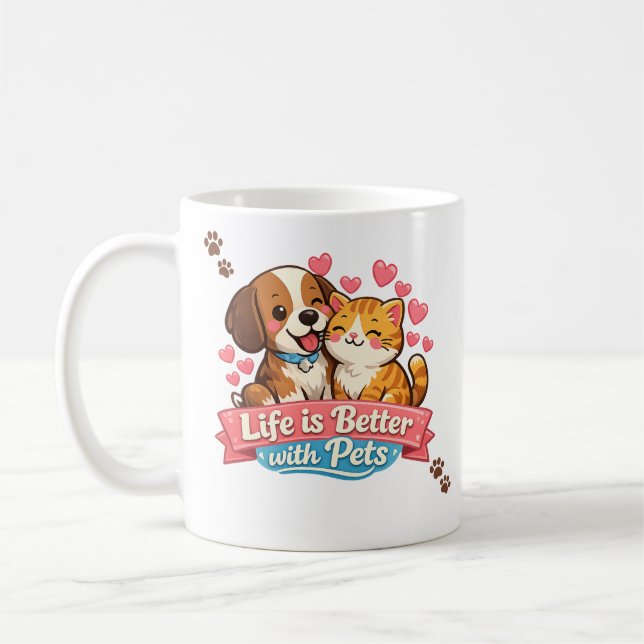 Livets är bättre med husdjur-mugg kaffemugg (Vänster)