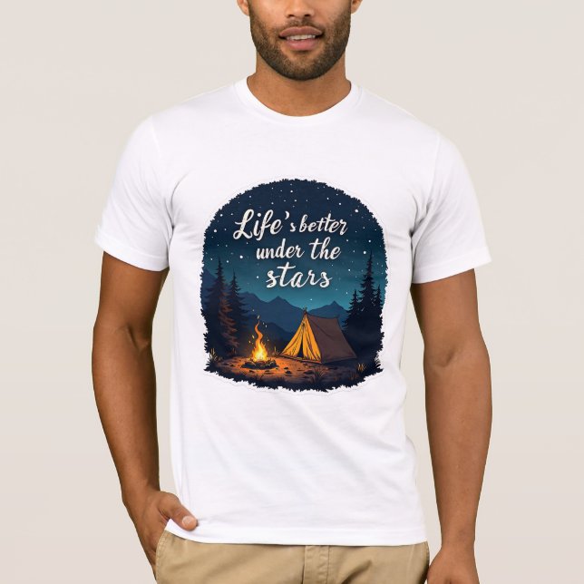 Livets är bättre under stjärnorna Camping T-Shirt  (Framsida)