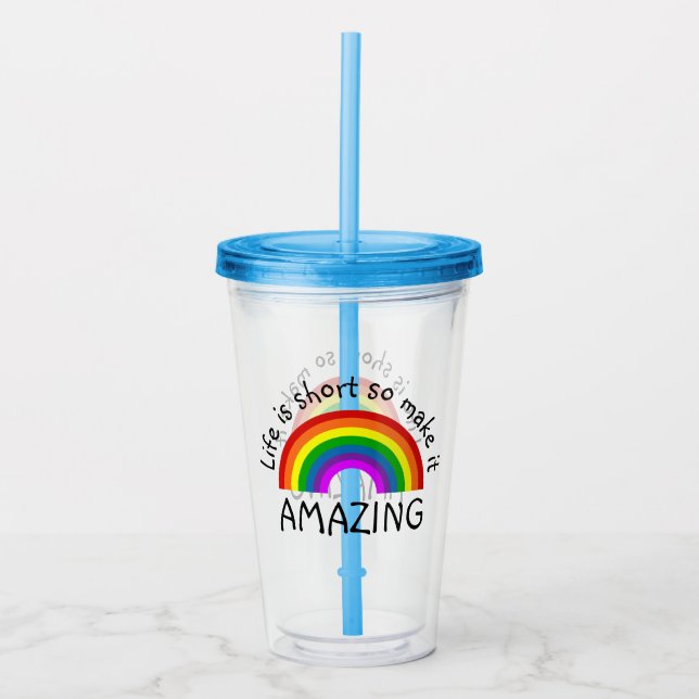 Livets är kort Regnbåge Personlig Take Away Mugg (Framsida)