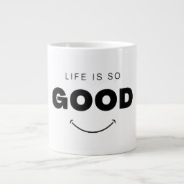Livets är Så Gott Smiley Face Kaffemugg | Estetisk Jumbo Mugg