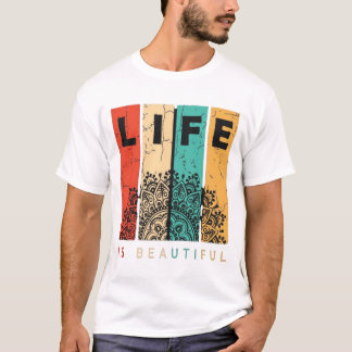”Livets är vackert” mandala T-shirt design