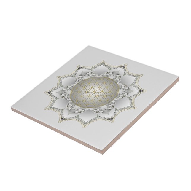 Livets blomma - Blommor Mandala 1 Kakelplatta (Sidan)