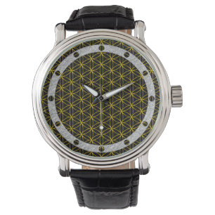 Livets blomma / Blume des Lebens - gyllene mönster Armbandsur