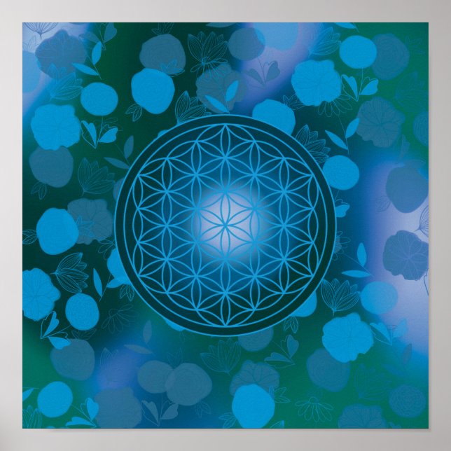 livets blomma, chakra,zen,helig geometri, poster (Framsidan)