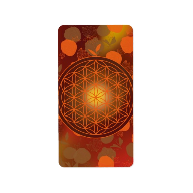 Livets blomma, chakra,zen,helig geometrisk adressetikett (Framsidan)
