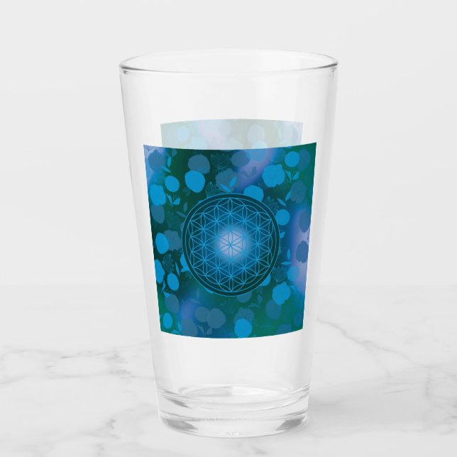 Livets blomma, chakra,zen,helig geometrisk glaskopp (Framsida)