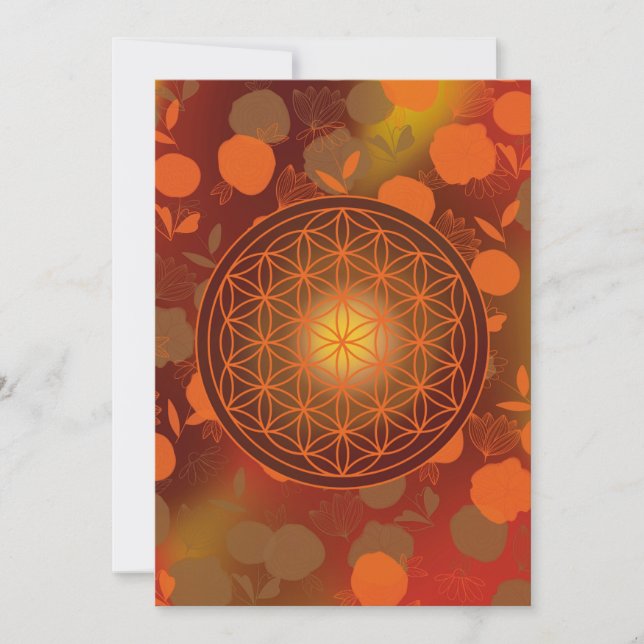 Livets blomma, chakra,zen,helig geometrisk inbjudningar (Framsida)