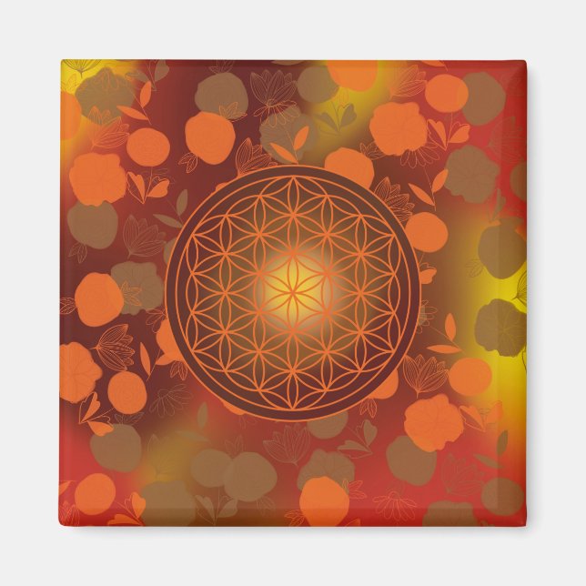 Livets blomma, chakra,zen,helig geometrisk magnet (Framsidan)