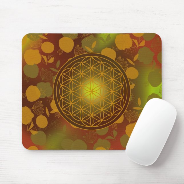 Livets blomma, chakra,zen,helig geometrisk musmatta (Med mus)