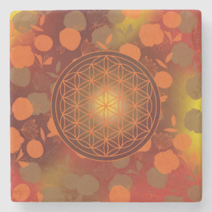 Livets blomma, chakra,zen,helig geometrisk stenunderlägg