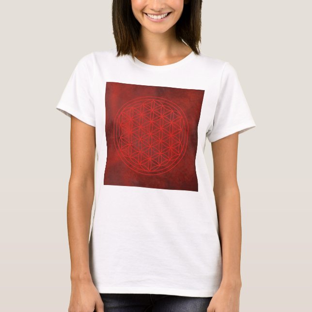 Livets blomma, chakra,zen,helig geometrisk t shirt (Framsida)