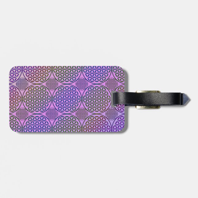 Livets blomma - frimärke grunge mönster 3 bagagebricka (Baksida Vågrät)