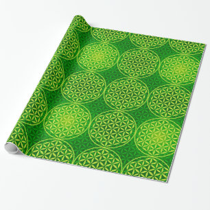 Livets blomma - frimärke mönster - grönten presentpapper