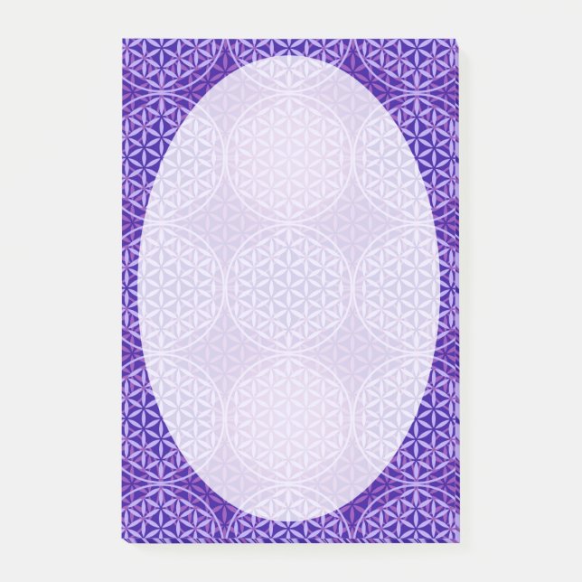 Livets blomma - frimärke mönster - lila post-it block (Framsida)
