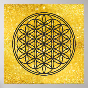 LIVETS BLOMMA - Helig geometri Symbol kontur 1 Poster