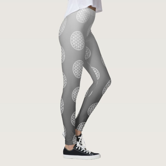 LIVETS BLOMMA - Helig geometri Symbol kontur 2 Leggings (Höger)