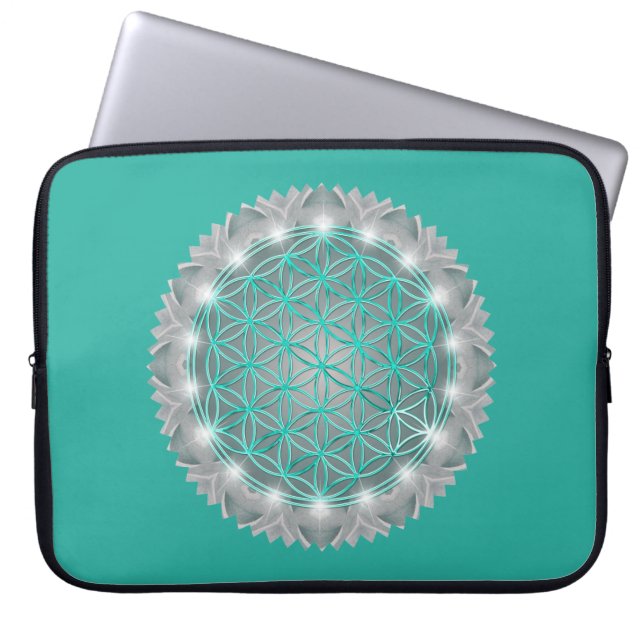 LIVETS BLOMMA - Helig Geometrisk Ljus 2 Laptop Fodral (Framsidan)