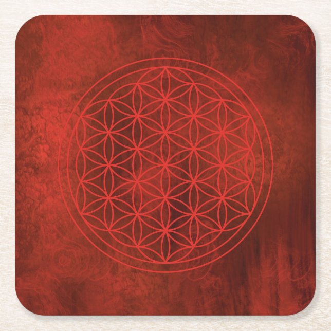 livets blomma, helig geometrisk,zen, chakra,   underlägg papper kvadrat (Framsidan)