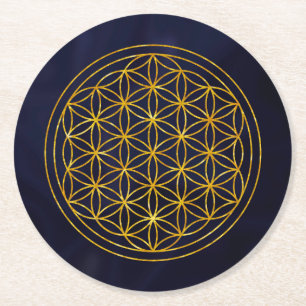livets blomma, helig geometrisk,zen, chakra, underlägg papper rund