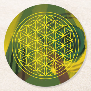 livets blomma, helig geometrisk,zen, chakra, underlägg papper rund