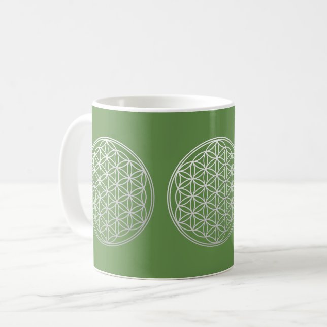 Livets blomma i gradient vit kaffemugg (Framsida vänster)