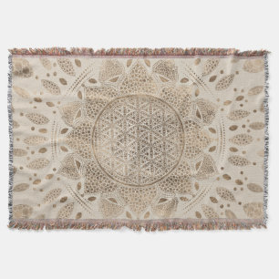 Livets blomma i Lotus Dot Art pastellgolv Filt