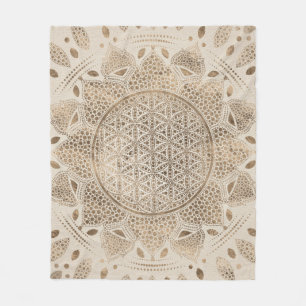 Livets blomma i Lotus Dot Art pastellgolv Fleecefilt