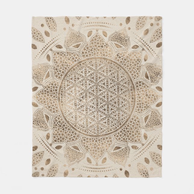 Livets blomma i Lotus Dot Art pastellgolv Fleecefilt (Framsidan)