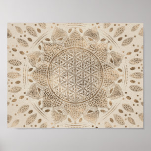 Livets blomma i Lotus Dot Art pastellgolv Poster